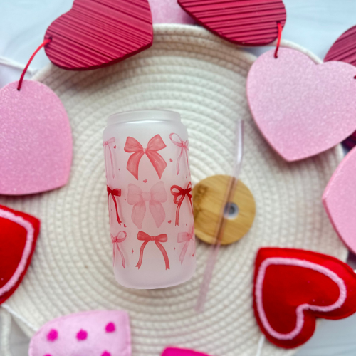 Valentine's Day Various Bows Glass Can
