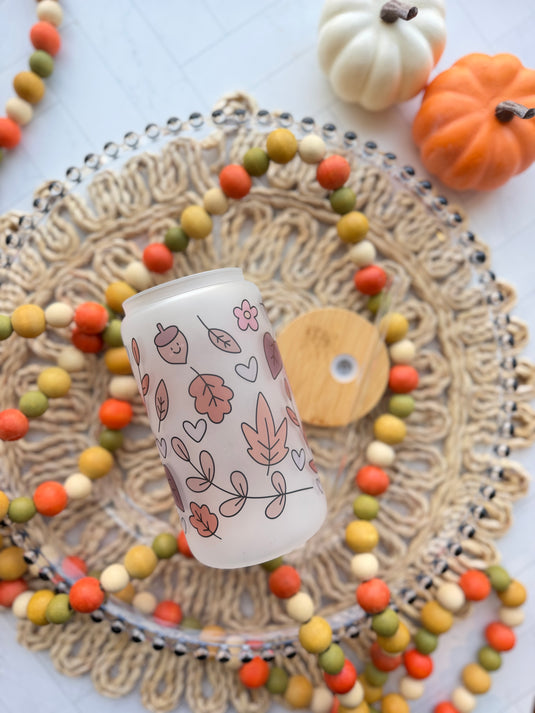 FALL LEAF CUTIE GLASS CAN