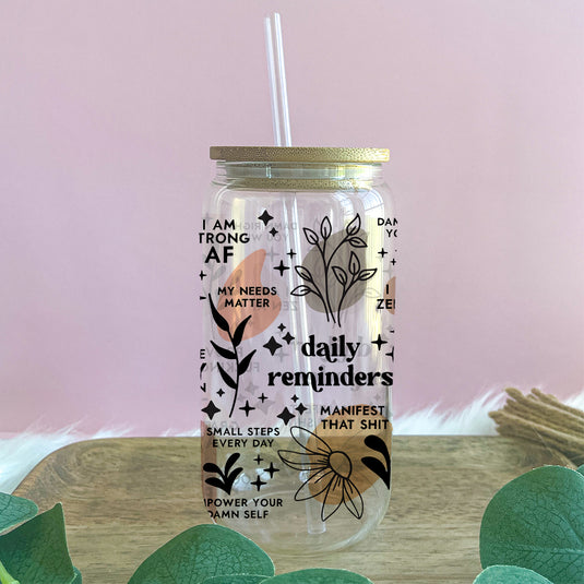 Daily Affirmations Glass Can