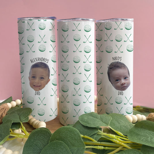 Custom Golf Dad Child Name(s) Photo Tumbler (Full Wrap)