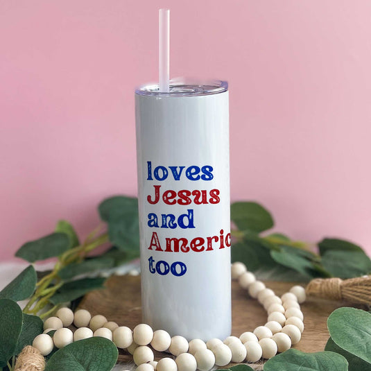 Loves Jesus And America Too Tumbler
