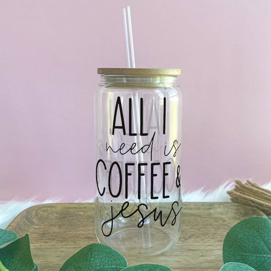 Coffee + Jesus Glass Can