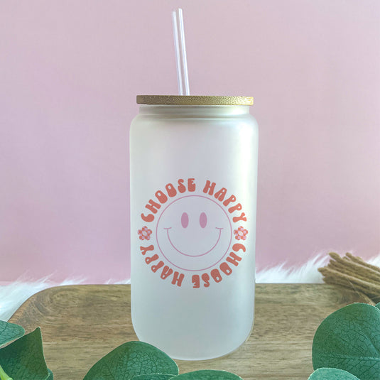 Choose Happy Glass Can