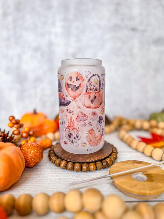 Trick-Or-Treat Collage Glass Can