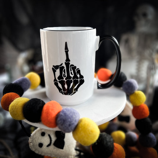 Middle Finger Skeleton Mug
