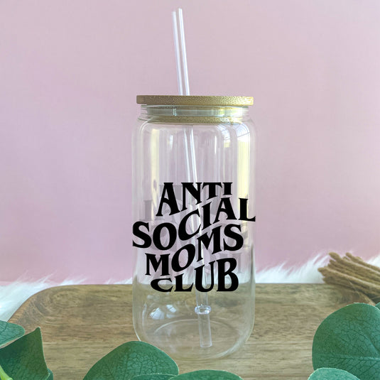 Anti Social Moms Club Glass Can