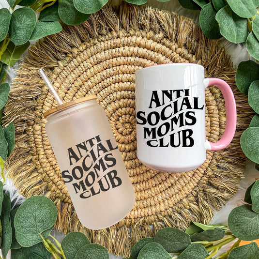 Anti Social Moms Club Glass Can